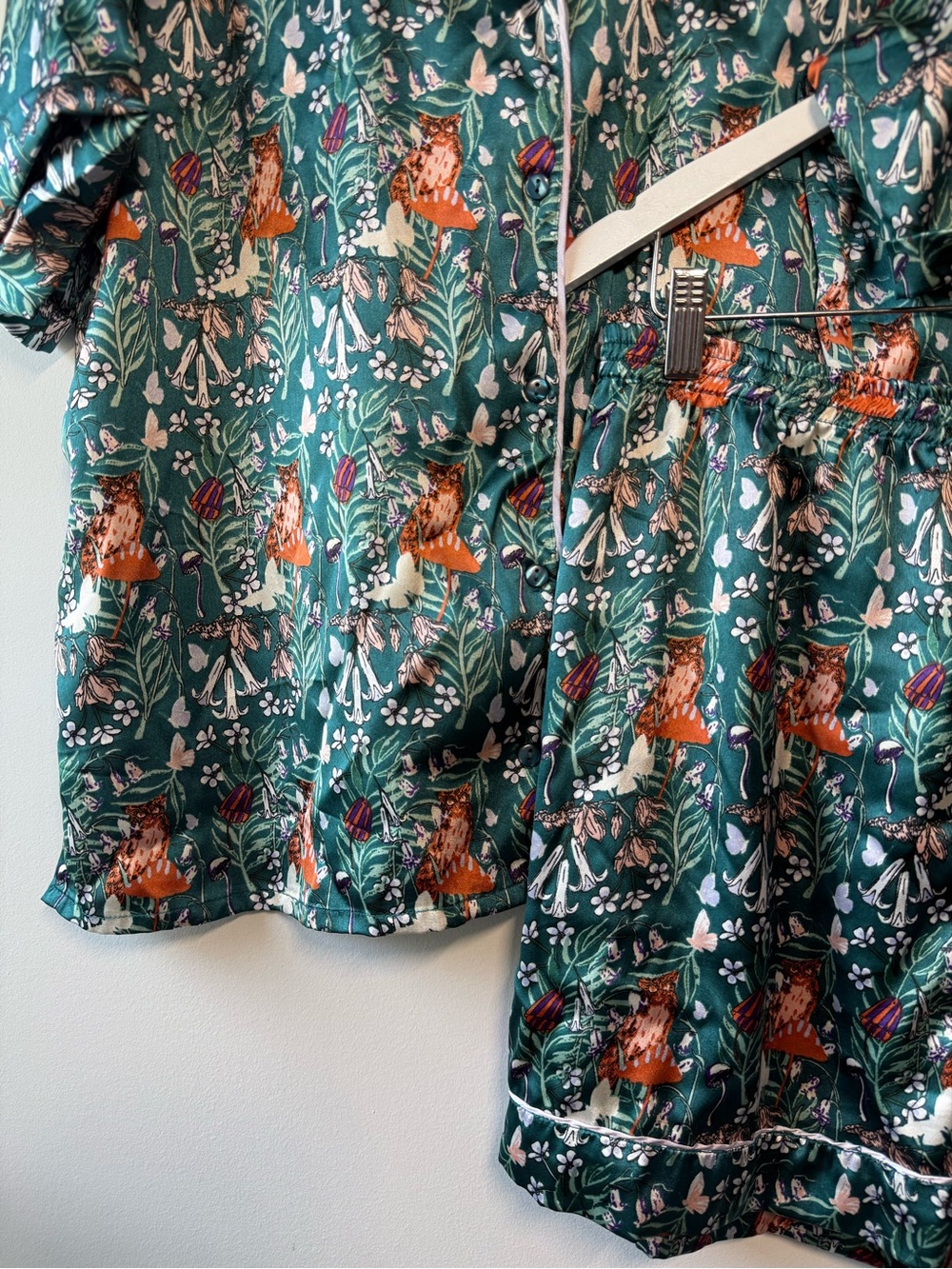 Their Nibs Owl Botanical Satin Pajama Set XL